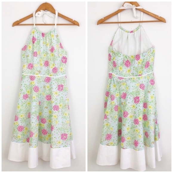 Lily Pulitzer 100% Cotton Halter Floral Midi Dress Size Small - Picture 1 of 8